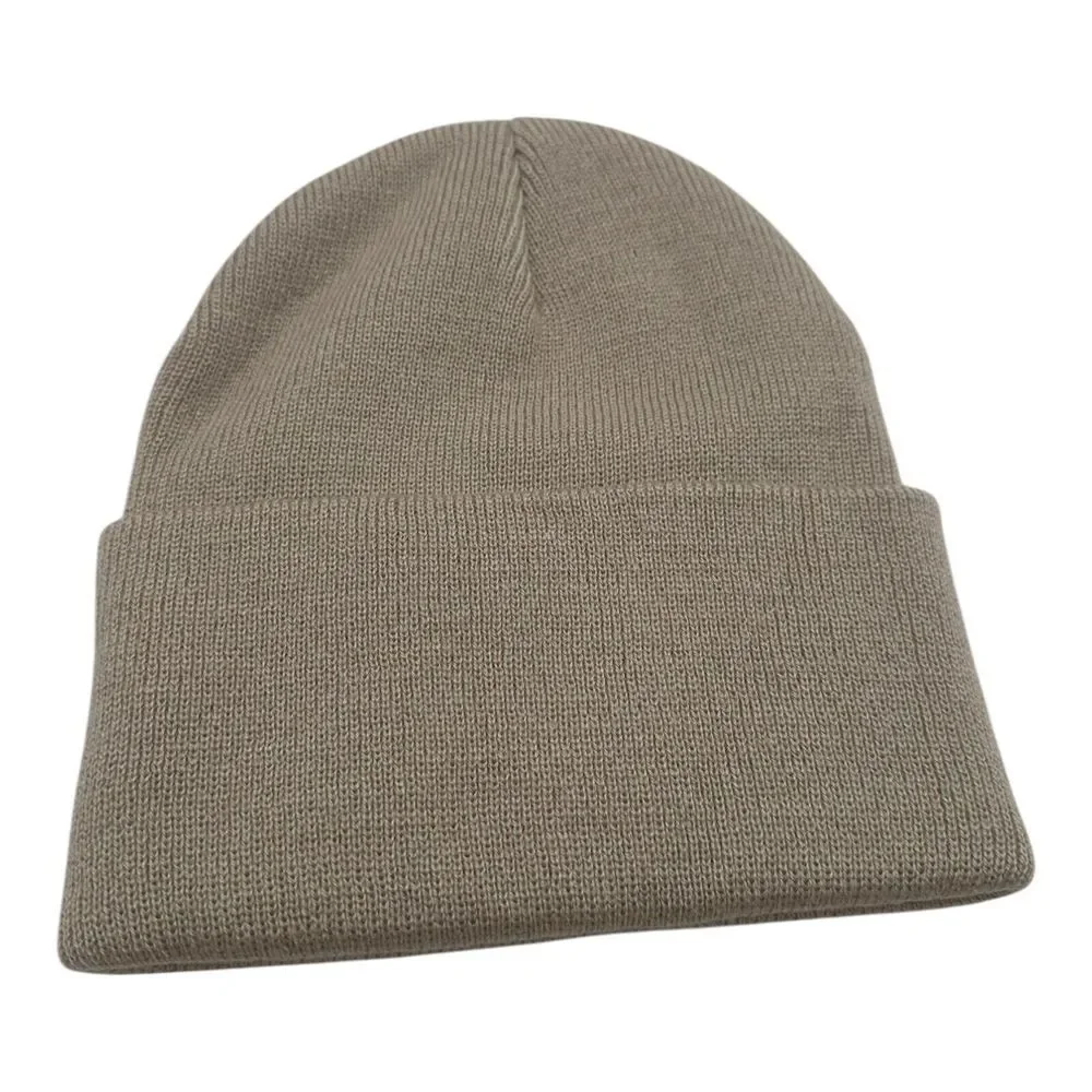 Adidas Men's Wide‎ Cuff Folded Knit Beanie Hat Wonder Beige/Black One Size NWT